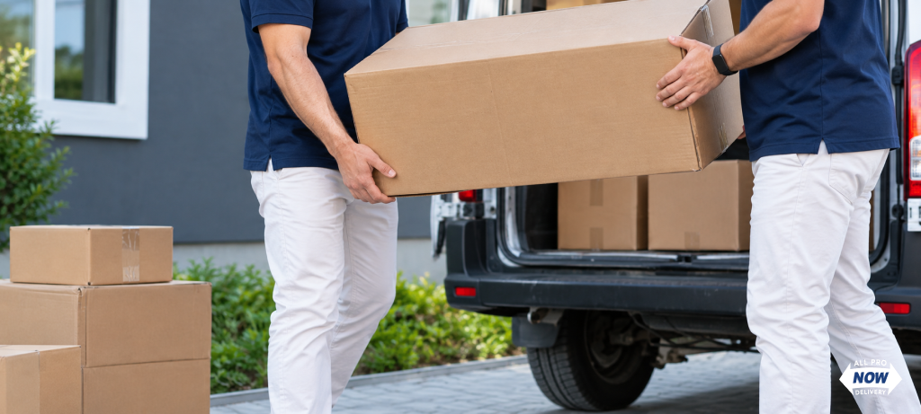 AllProNow delivery team unloading same-day freight shipment from van — what does expected delivery mean for businesses